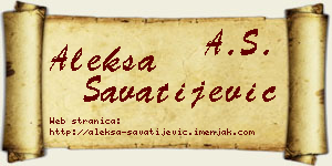 Aleksa Savatijević vizit kartica